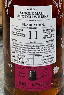 Lady of the Glen - 11 yo Blair Athol, Ex-Amontillado Finish Cask #303402, 54.7% Alc/Vol, 700 ml