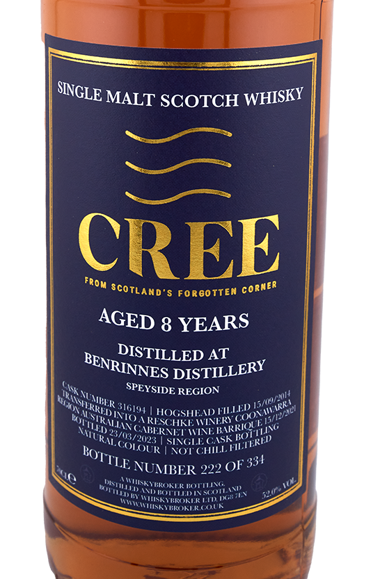 Cree - 8 yo Benrinnes, Australian Wine Barrique Cask # 316194, 52.0% Alc/Vol, 700 ml