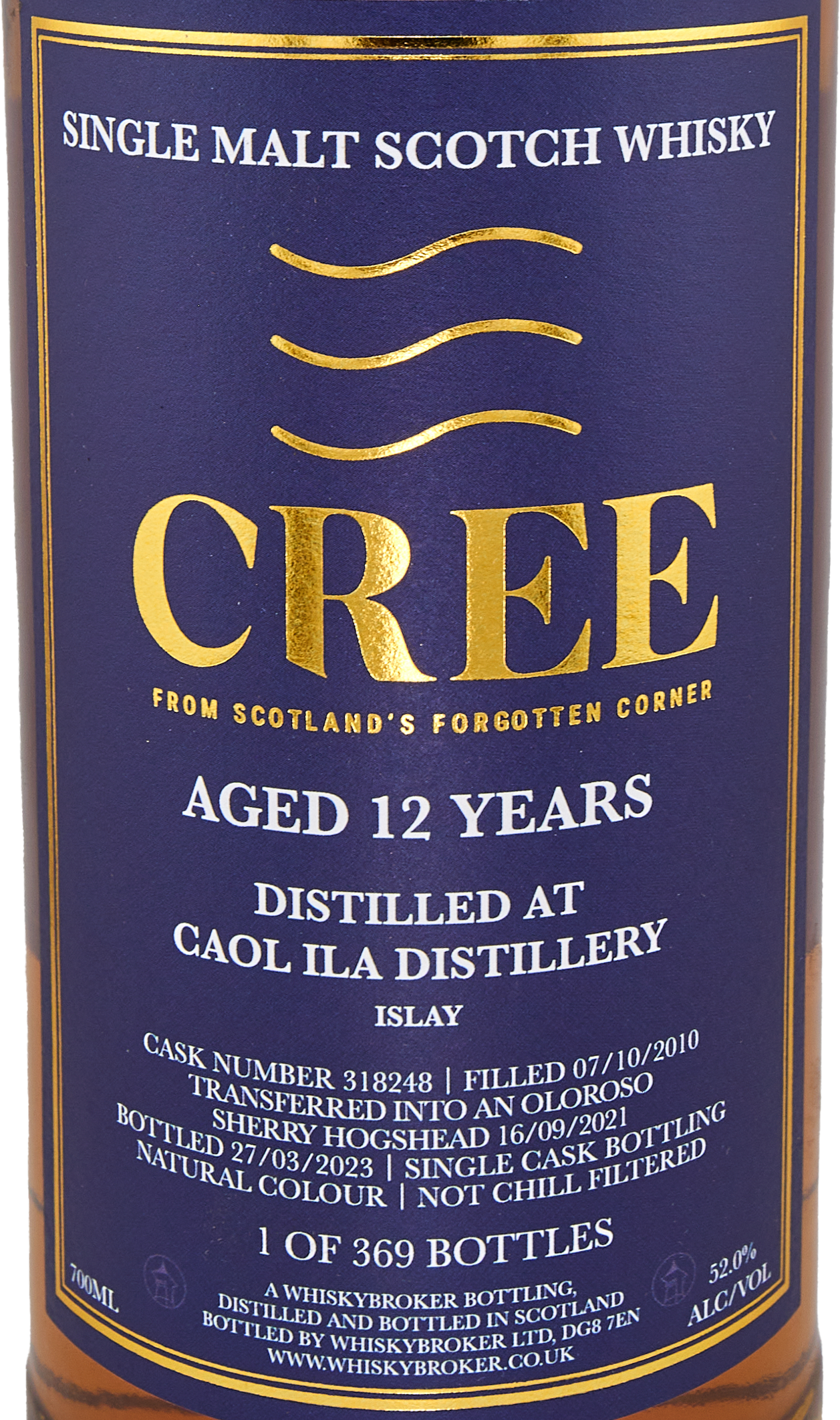 CREE - 12yo Caol Ila Single Malt Scotch Whisky, Finished in an Oloroso Sherry Hogshead Cask No. #318248, 52.0% Alc/Vol, 700 ml
