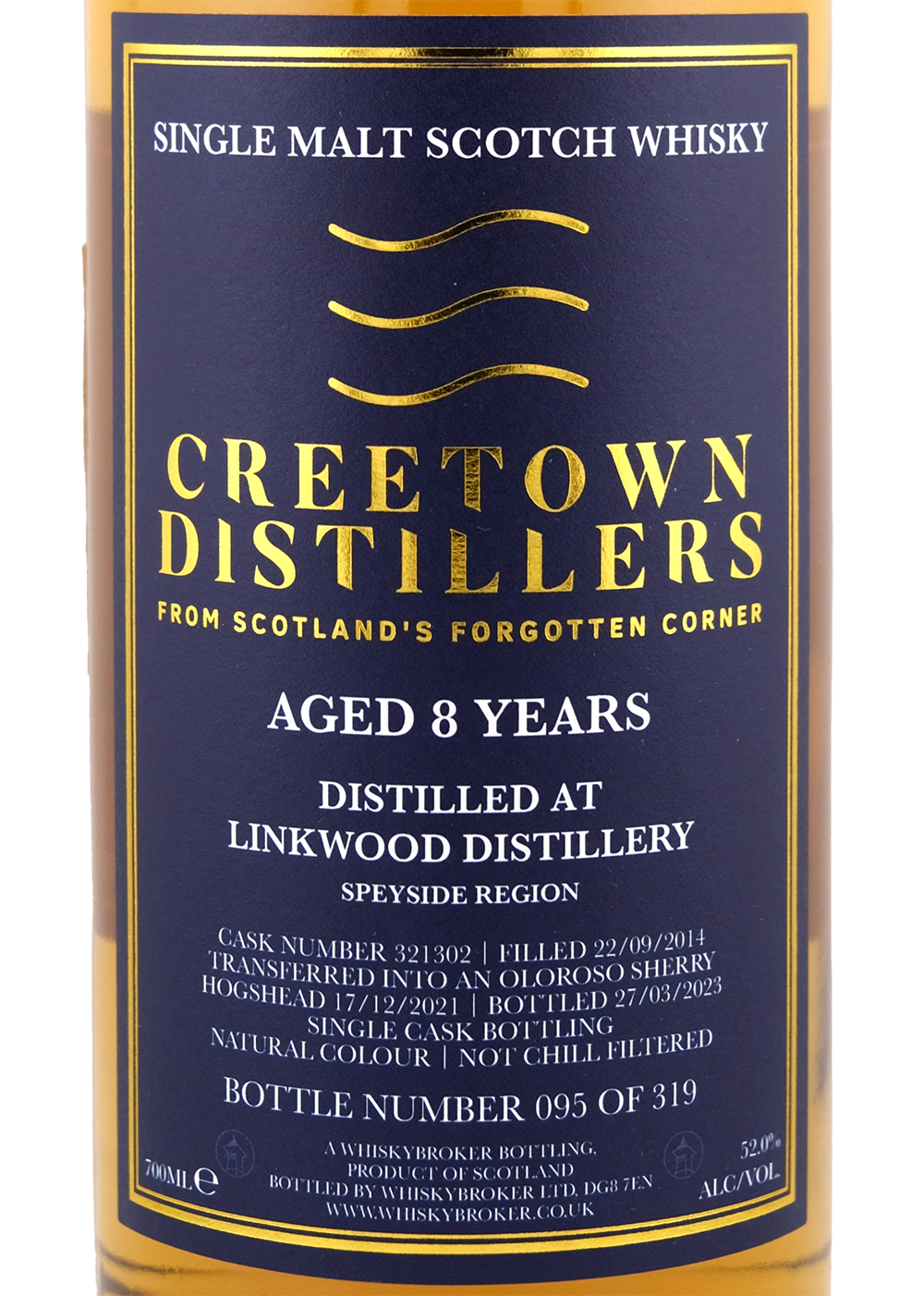 Creetown - 8yo Linkwood, Finished in an Oloroso Sherry Hogshead # 321302, 52.0% Alc/Vol, 700 ml