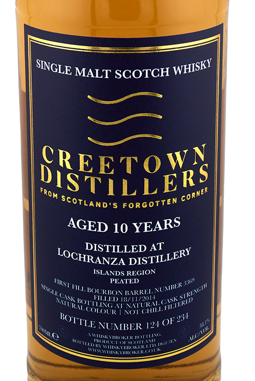Creetown - 10 yo Arran (peated), First Fill Bourbon Barrel Cask No. #3369, 58.1% Alc/Vol, 700 ml
