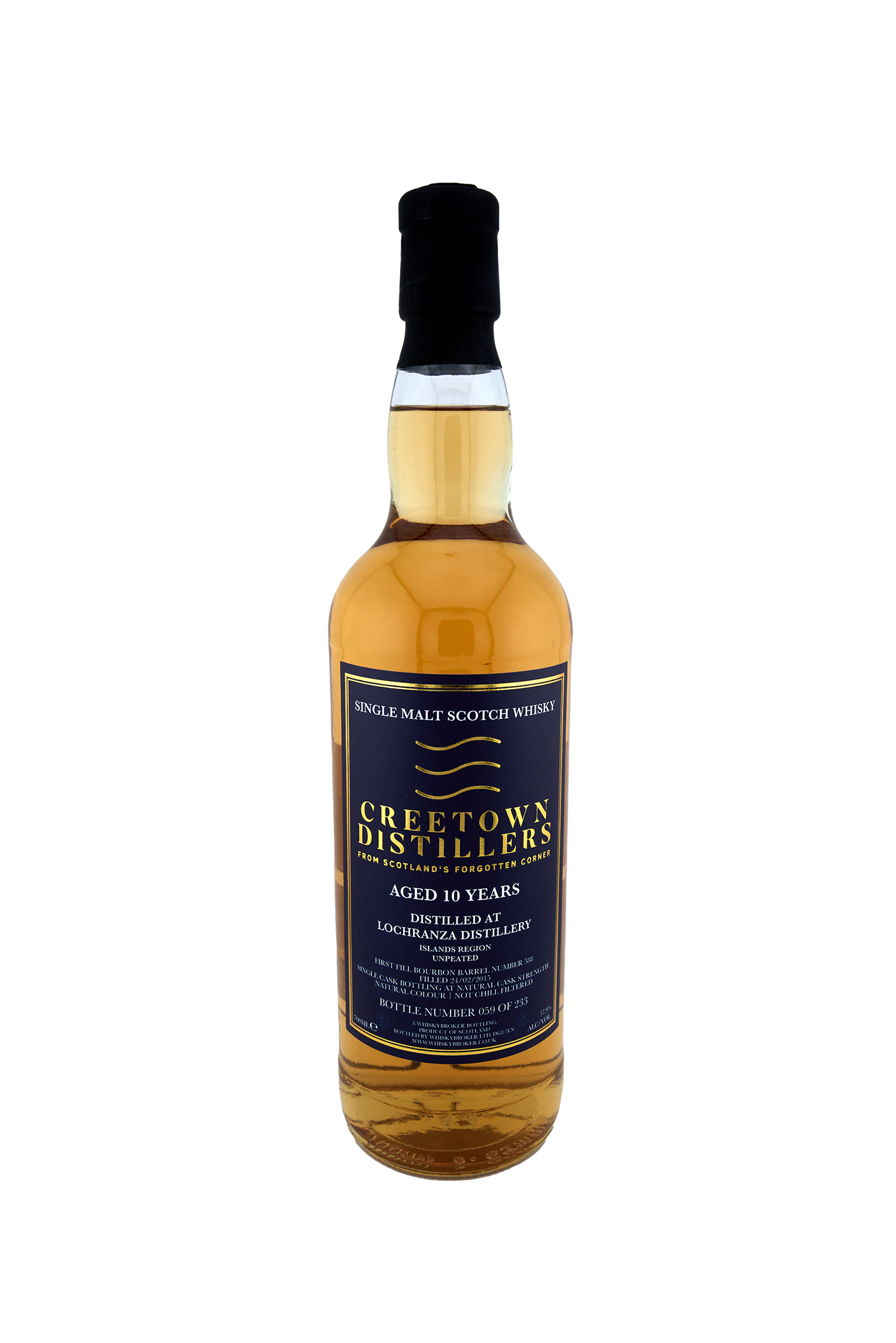 Creetown - 10 yo Arran (unpeated), First Fill Bourbon Barrel Cask No. #588, 57.9% Alc/Vol, 700 ml