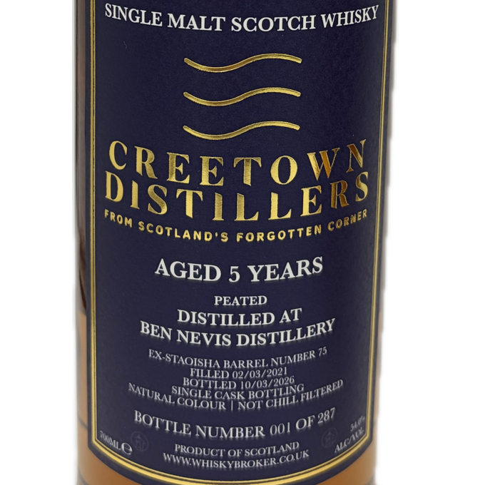 Creetown - 5 yo Peated Ben Nevis, Ex-Staoisha Barrel