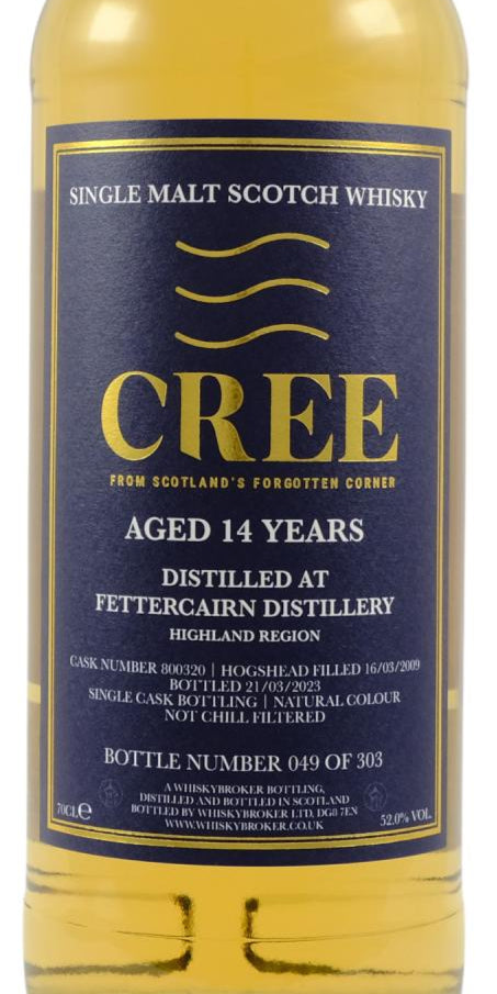 Cree - 14 yo Fettercairn, Bourbon Barrel Hogshead # 800320, 52.0% Alc/Vol, 700 ml