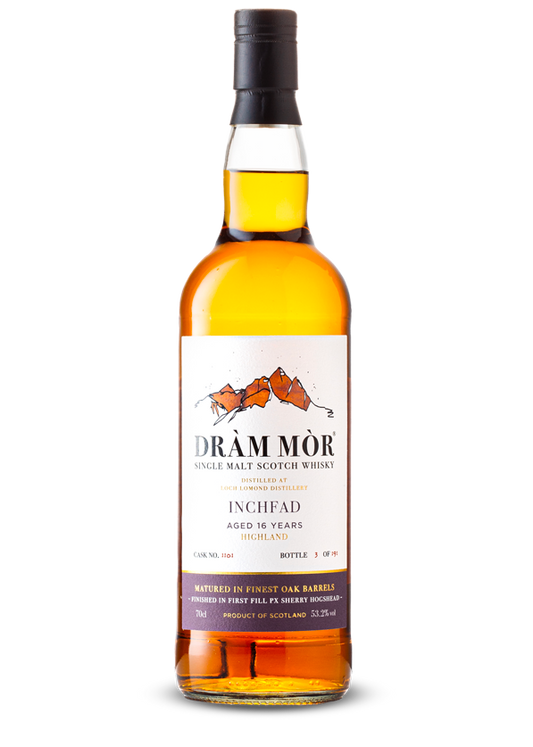 Dràm Mòr - Inchfad (peated Loch Lomond), 1st Fill PX Sherry Hogshead, Cask No. #1101, 16yo, 53.2% Alc/Vol, 700 ml
