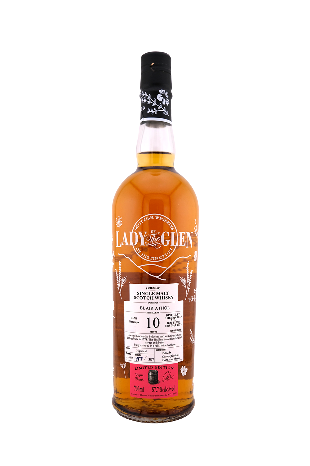 Lady of the Glen - 10yo Blair Athol, Refill Wine Barrique, Cask No. # 310876, 57.7% Alc/Vol, 700ml