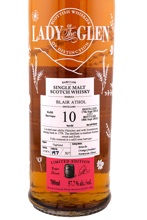 Lady of the Glen - 10yo Blair Athol, Refill Wine Barrique, Cask No. # 310876, 57.7% Alc/Vol, 700ml