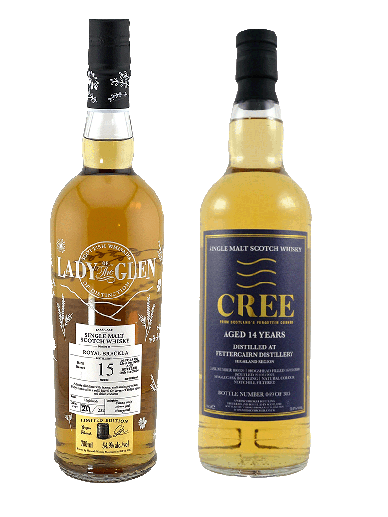Beautiful Bourbon Barrels - 15 yr Royal Brackla, Lady of the Glen and 14 yr Fettercairn, Creetown Distillers