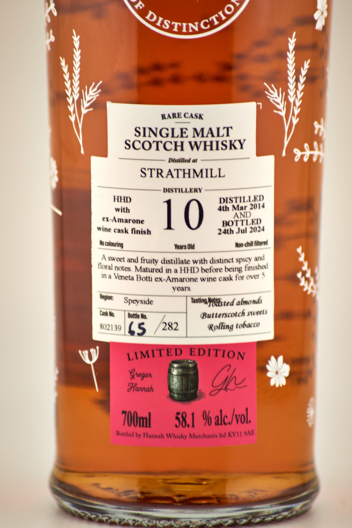 Lady of the Glen - 10 yo Strathmill, Amarone Wine Finish Cask No. # 802139, 58.1% Alc/Vol, 700 ml