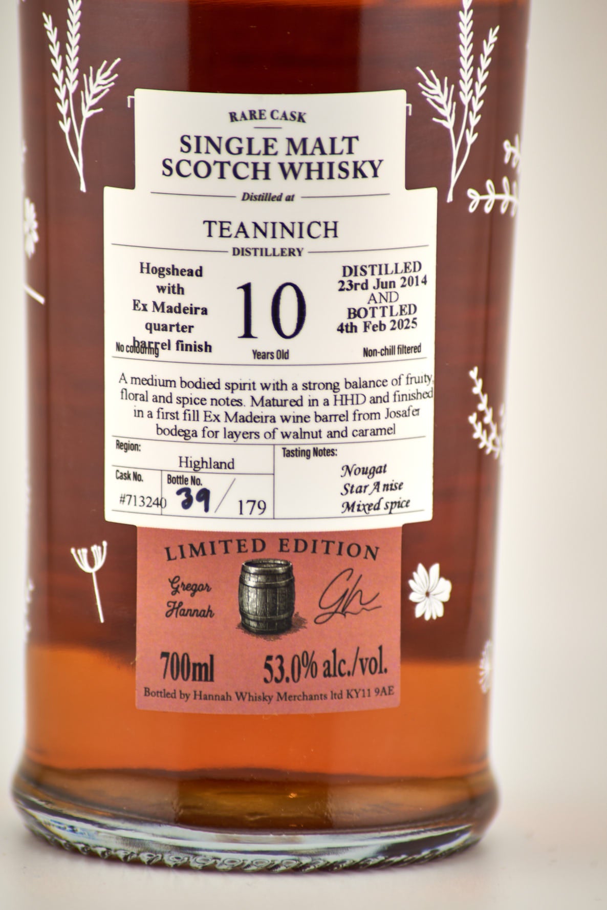Lady of the Glen - 10 yo Teaninich, Madeira Quarter Barrel Finish Cask No. # 713240 , 53.0% Alc/Vol, 700 ml