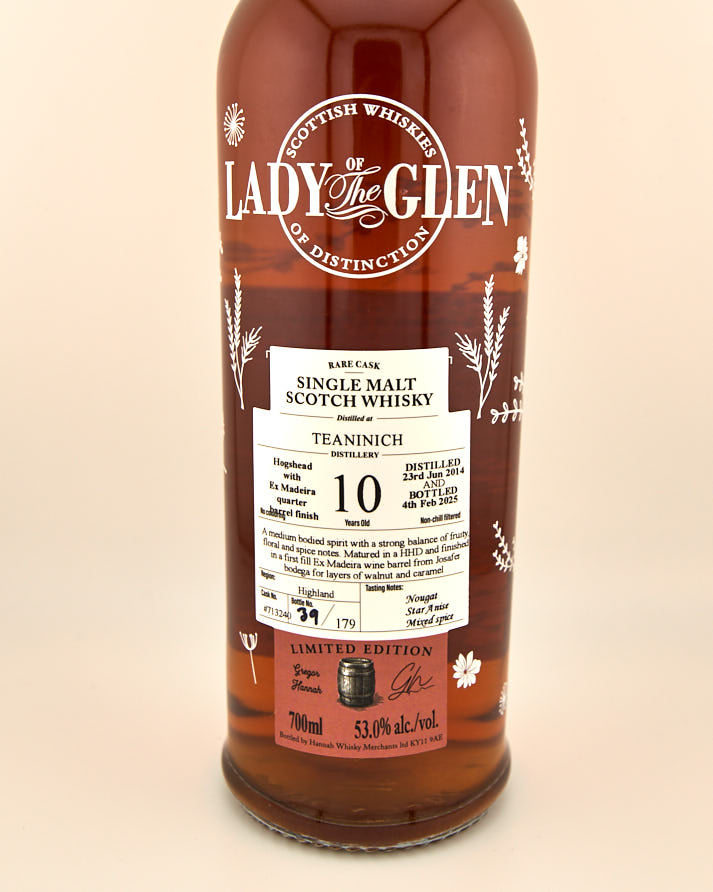 Lady of the Glen - 10 yo Teaninich, Madeira Quarter Barrel Finish Cask No. # 713240 , 53.0% Alc/Vol, 700 ml