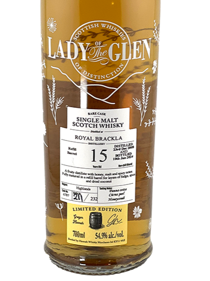Lady of the Glen - 15 yo Royal Brackla, Refill Bourbon Barrel, Cask No. # 6787, 54.9% Alc/Vol, 700ml