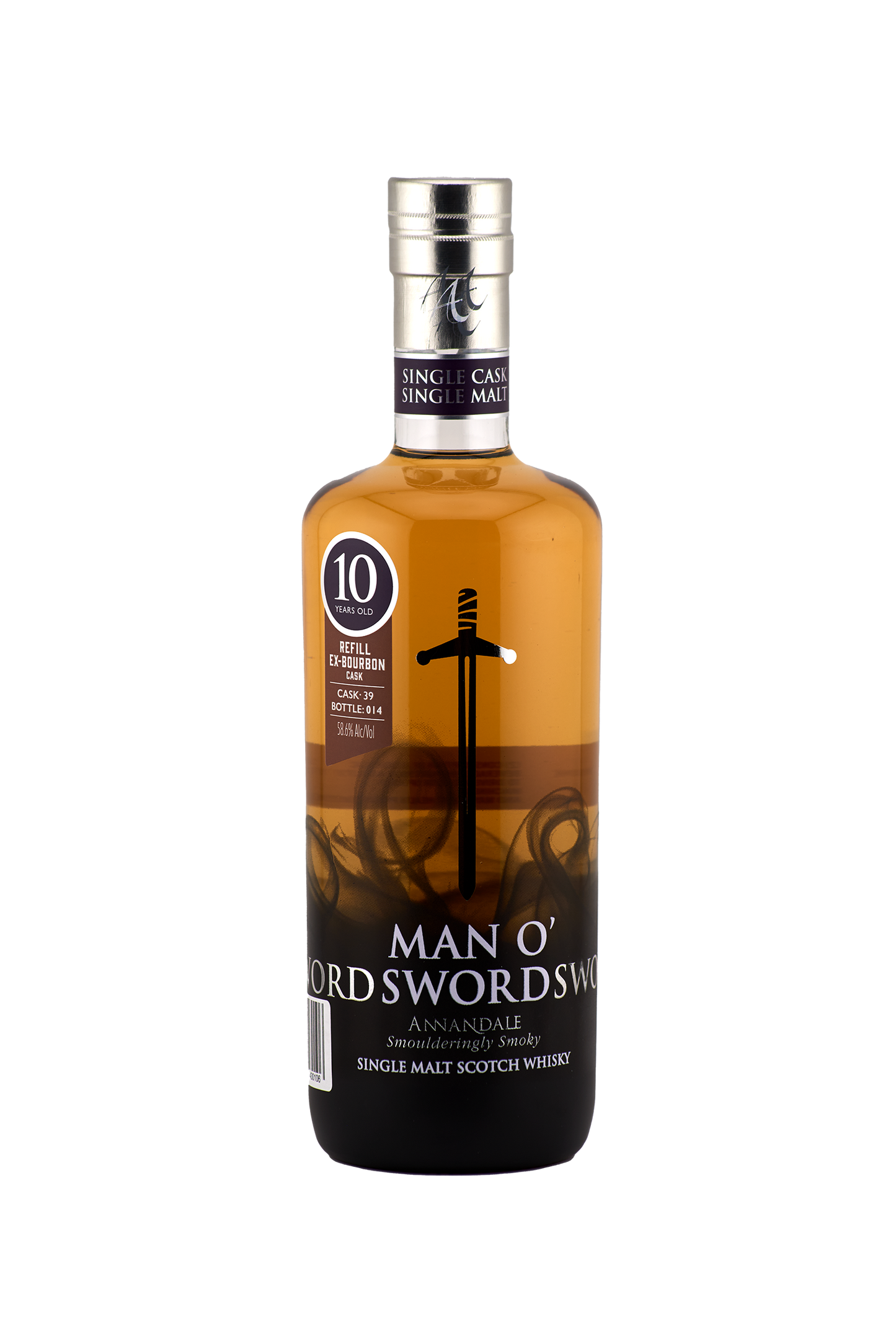 Annandale Distillery - 10 yo Man O'Sword (peated), Refill Ex-Bourbon Cask #39, 58.6% Alc/Vol, 700 ml