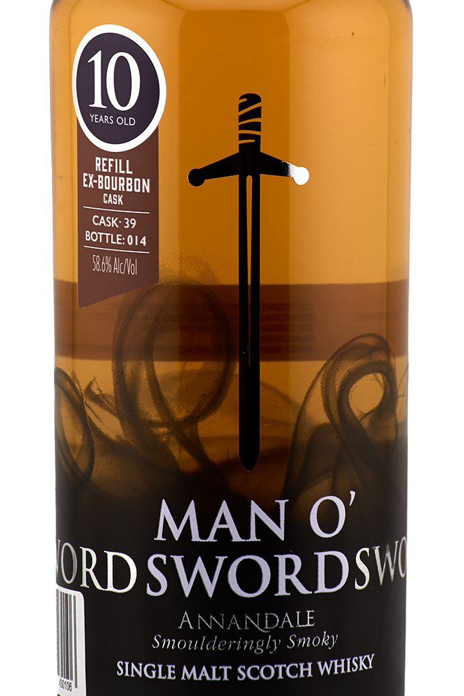 Annandale Distillery - 10 yo Man O'Sword (peated), Refill Ex-Bourbon Cask #39, 58.6% Alc/Vol, 700 ml
