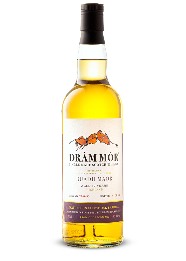 Dràm Mòr - Ruadh Maor (peated Glenturret) 1st Fill Bourbon Hogshead, Cask No. #9002123, 12yo, 56.4% Alc/Vol, 700 ml