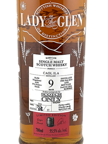 Lady of the Glen - 9 yo Caol Ila PX Sherry Octave Finish Cask No. # 303575/4, 55.5% Alc/Vol, 700ml