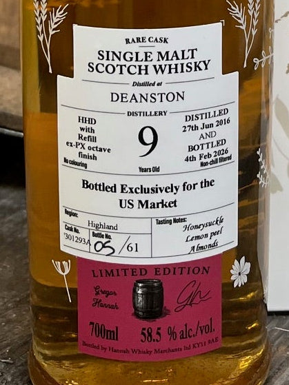 Lady of the Glen - 9 yo Deanston, Refill Ex-PX Octave Finish Cask #301293A, 58.5% Alc/Vol, 700 ml