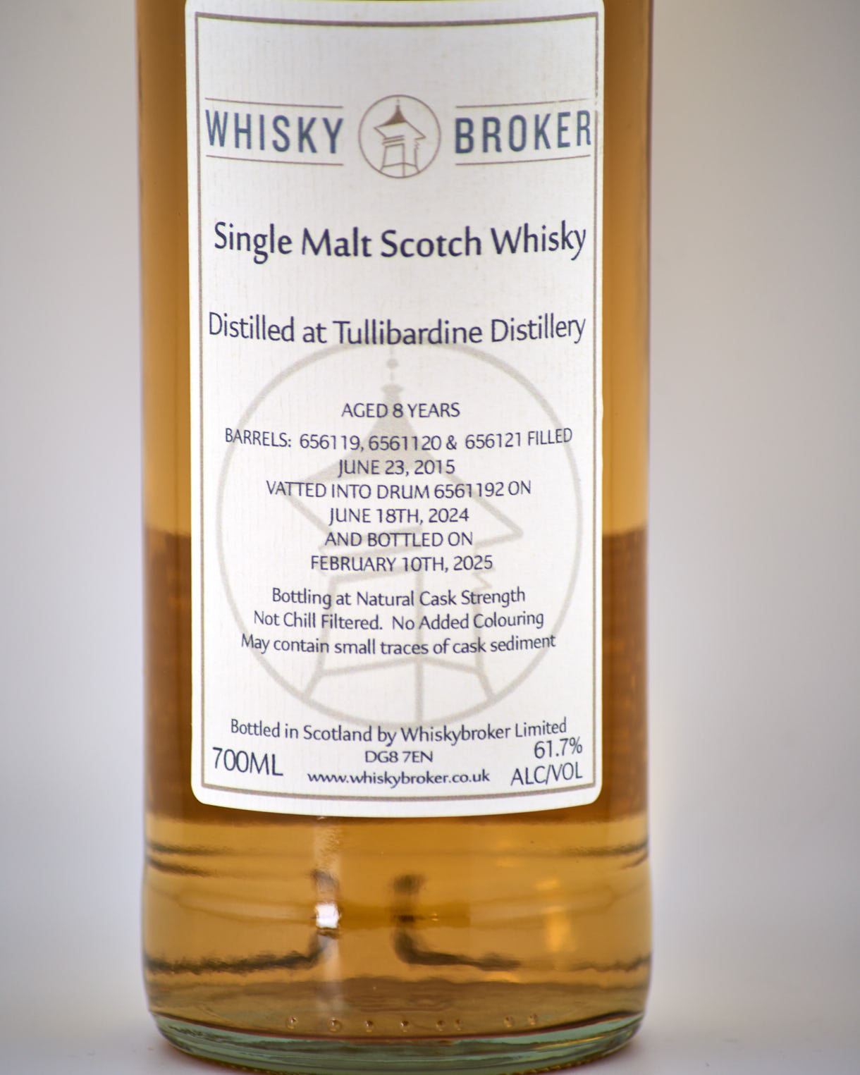 Whiskybroker - 8 yo Tullibardine 61.7% Alc/Vol, 700 ml