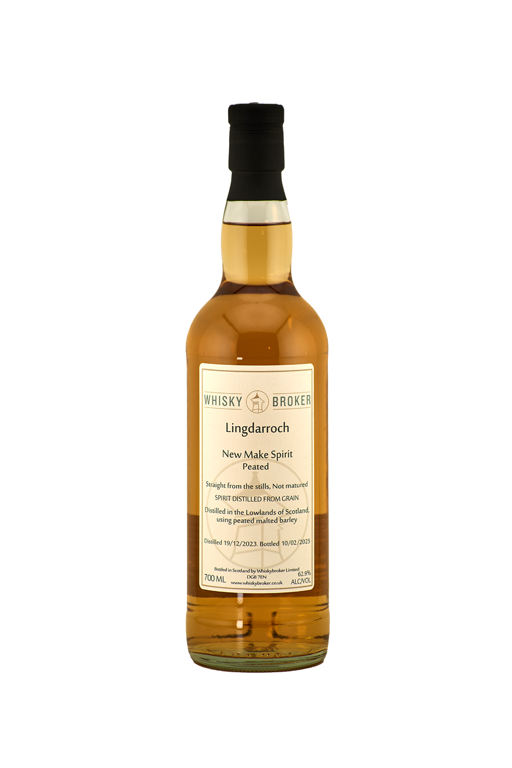 Whiskybroker - Lingdarroch Peated New Make Spirit 62.9% Alc/Vol, 700 ml