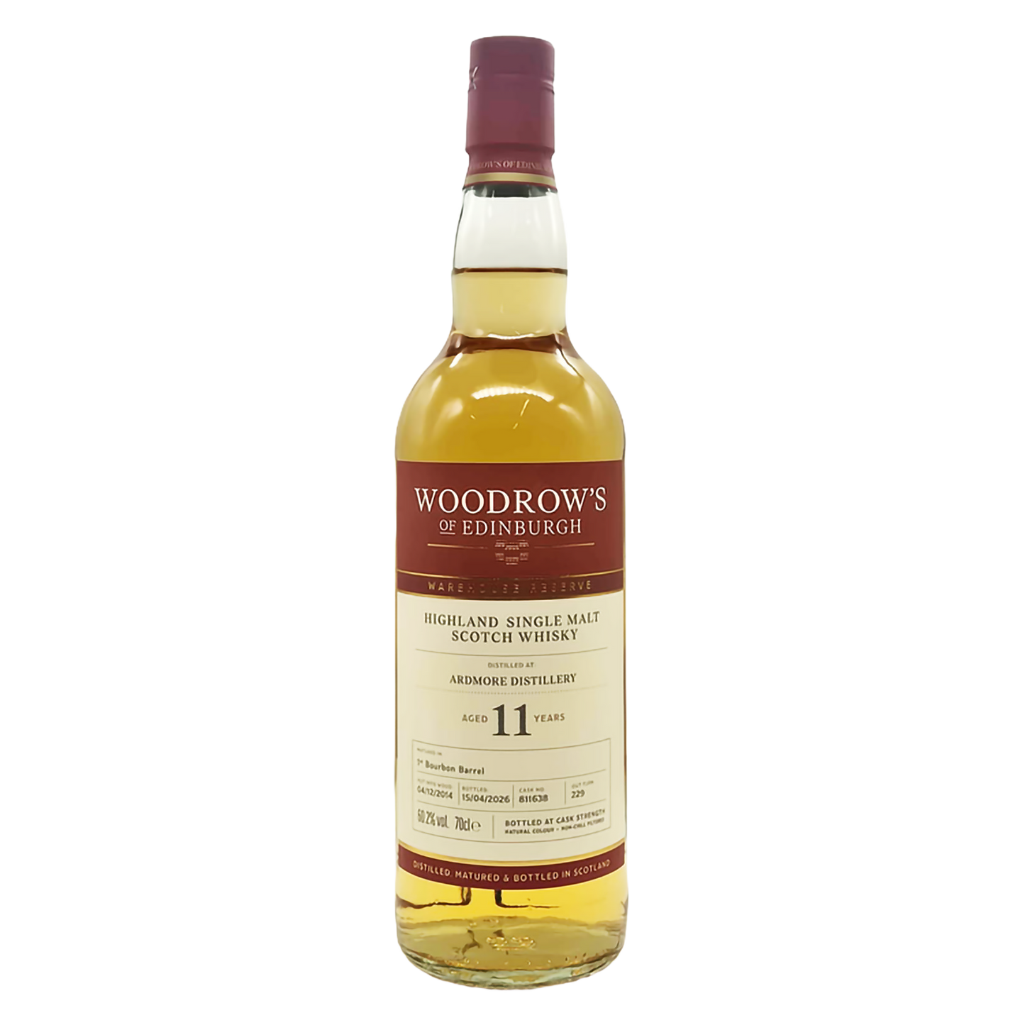 Woodrow's of Edinburgh - 11 yo Ardmore, 1st Fill Bourbon Barrel #811638, 60.2% Alc/Vol, 700ml