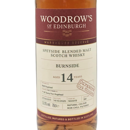 Woodrow's of Edinburgh - 14 yo Burnside Blended Malt, 1st Fill Tawny Port Hogshead #900019, 52.0% Alc/Vol, 700ml