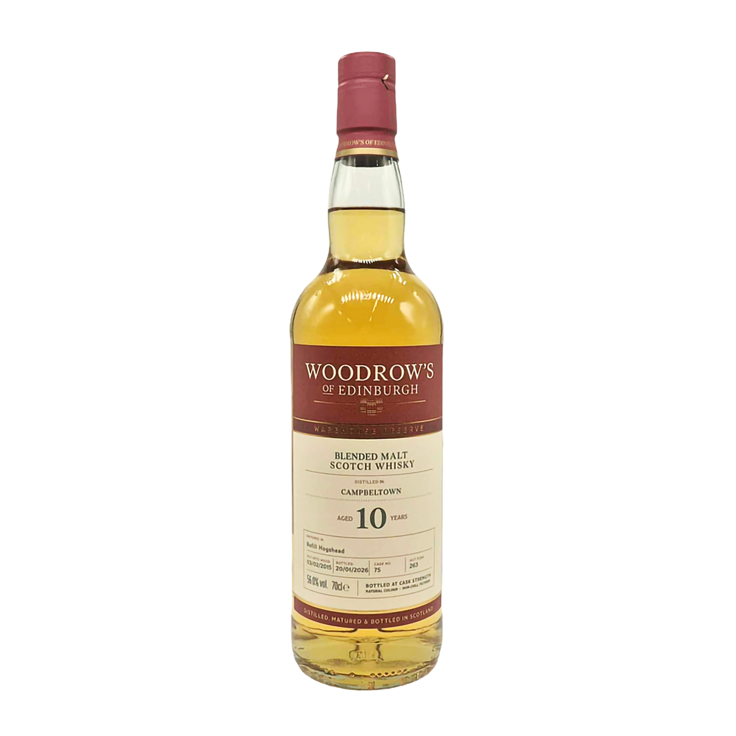 Woodrow's of Edinburgh - 10 yo Campbeltown Blended Malt, Refill Hogshead #75, 56.0% Alc/Vol, 700ml