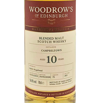 Woodrow's of Edinburgh - 10 yo Campbeltown Blended Malt, Refill Hogshead #75, 56.0% Alc/Vol, 700ml