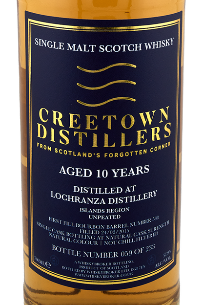 Creetown - 10 yo Arran (unpeated), First Fill Bourbon Barrel Cask No. #588, 57.9% Alc/Vol, 700 ml