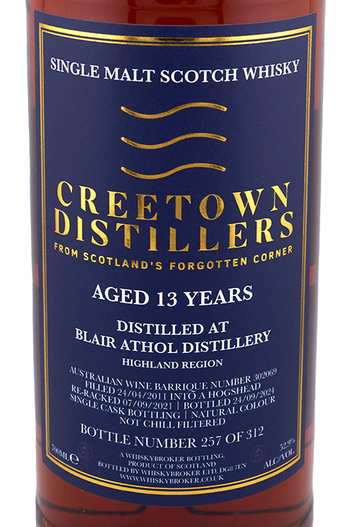 Creetown - 13 yo Blair Athol, Australian Wine Barrique Cask No. # 302069, 52.9% Alc/Vol, 700 ml