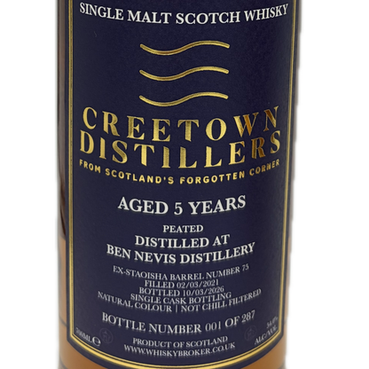 Creetown - 5 yo Peated Ben Nevis, Ex-Staoisha Barrel