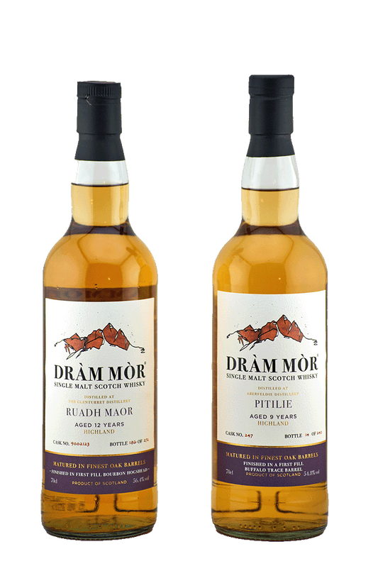 Dràm Mòr Highland Beauties - 12 yr Ruadh Maor (Glenturret) and 9yr Pitilie (Aberfeldy)