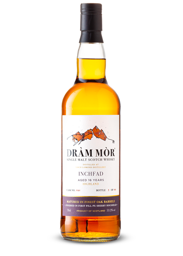 Dràm Mòr - Inchfad (peated Loch Lomond), 1st Fill PX Sherry Hogshead, Cask No. #1101, 16yo, 53.2% Alc/Vol, 700 ml