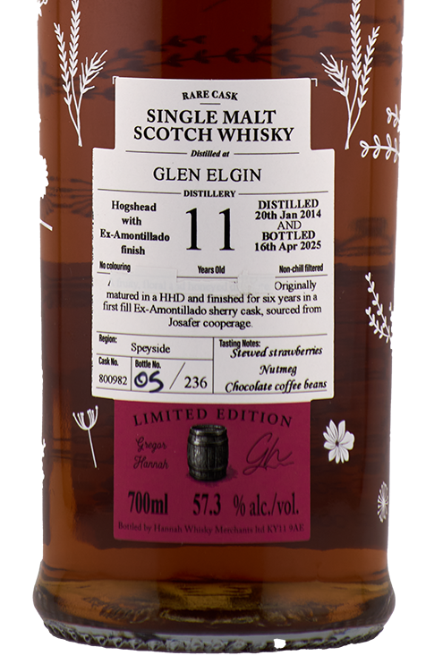Lady of the Glen - 11 yo Glen Elgin, Amontillado Finish Cask #800982, 57.3% Alc/Vol, 700 ml