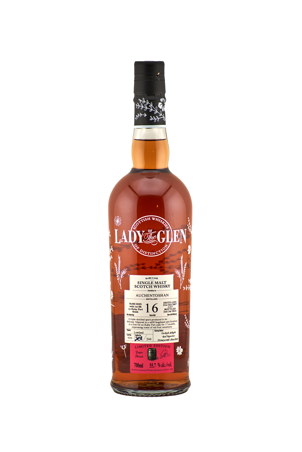 Lady of the Glen - 16 yo Auchentoshan, Ruby Port Finish Cask No. # 4204 , 55.7% Alc/Vol, 700 ml