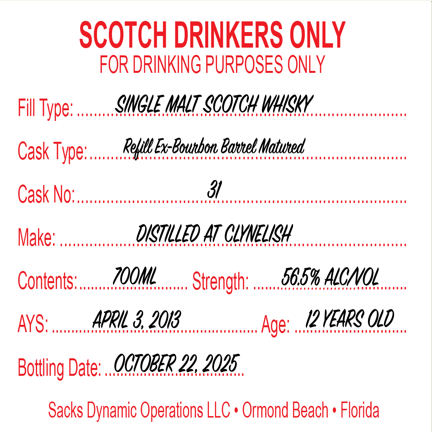 Scotch Drinkers Only - 12 yo Clynelish Refill Ex-Bourbon