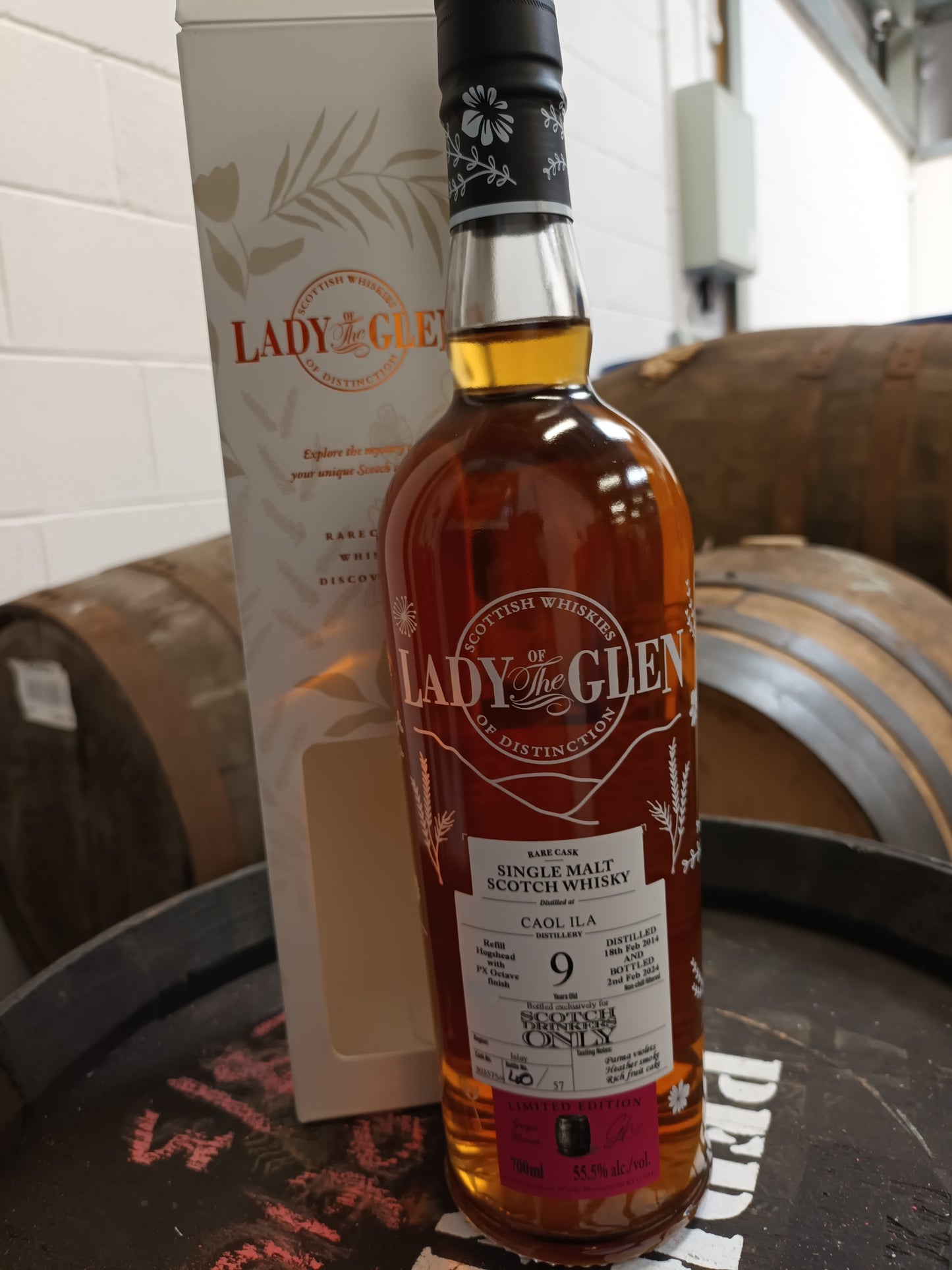 Lady of the Glen - 9 yo Caol Ila PX Sherry Octave Finish Cask No. # 303575/4, 55.5% Alc/Vol, 700ml