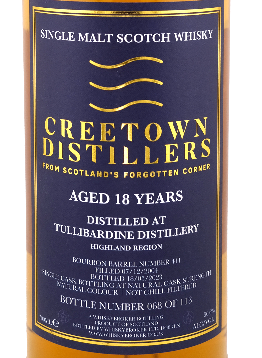 Creetown - 18yo Tullibardine Single Malt Scotch Whisky, Cask No. #411, 56.6% Alc/Vol, 700 ml