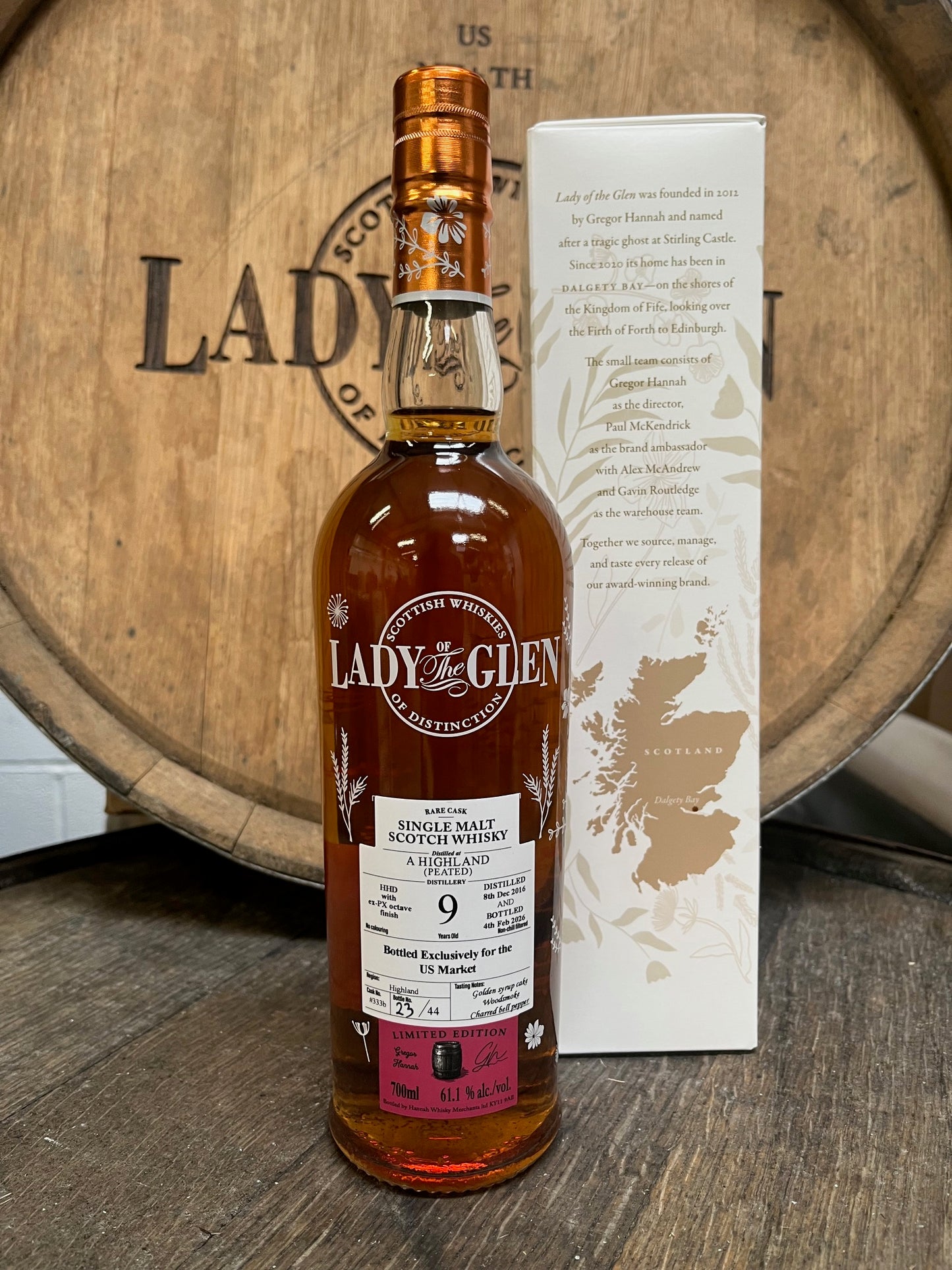 Lady of the Glen - 9 yo A Peated Highland (Tomatin), Ex-PX Octave Finish Cask #333b, 61.1% Alc/Vol, 700 ml