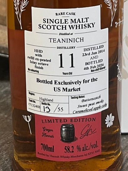 Lady of the Glen - 11 yo Teaninich, Refill Ex-Peated Islay Octave Finish Cask #713240b, 58.2% Alc/Vol, 700 ml